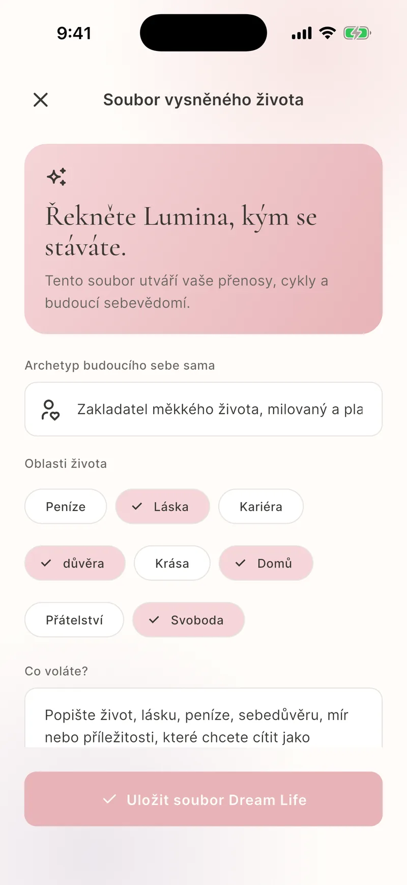 Uložená historie Snů a deníku