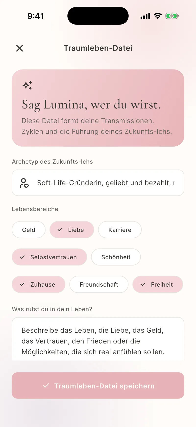 Gespeicherter Traum- und Tagebuchverlauf