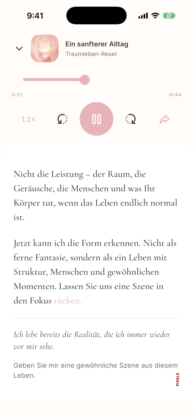 Immersive Stimme und Mitlesen