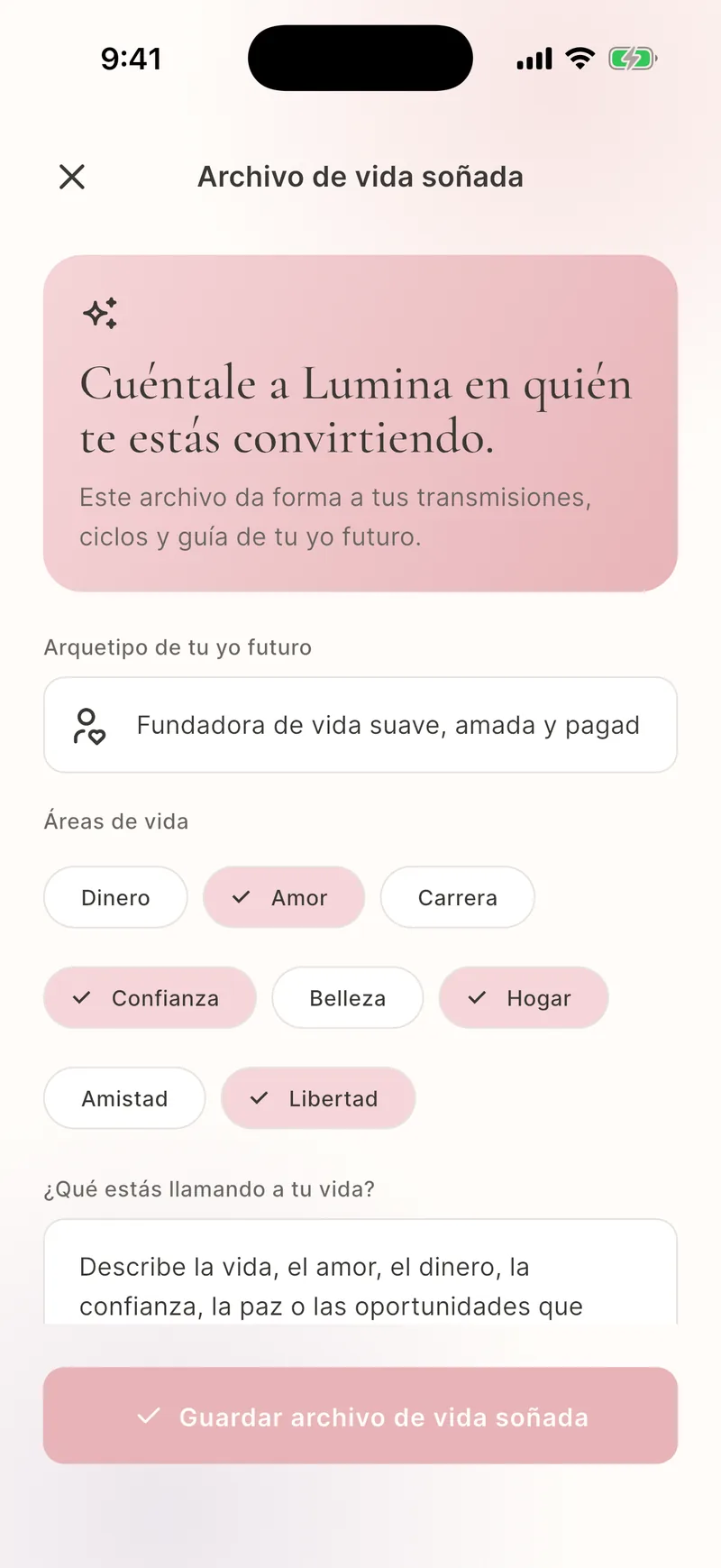 Historial guardado de Sueños y diario