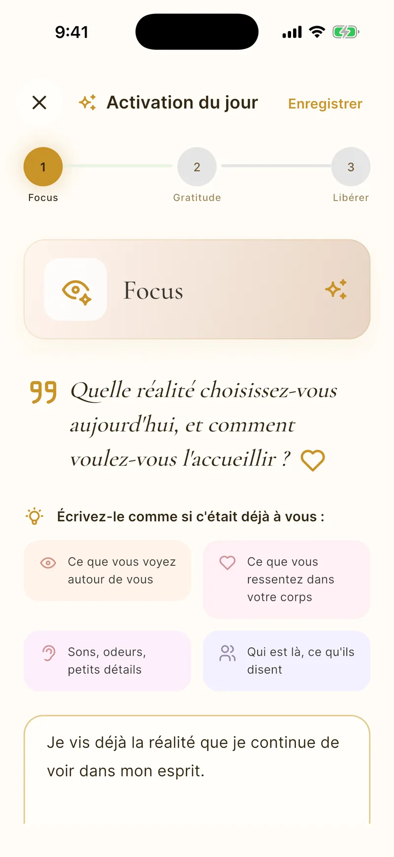 Journal de manifestation en trois étapes
