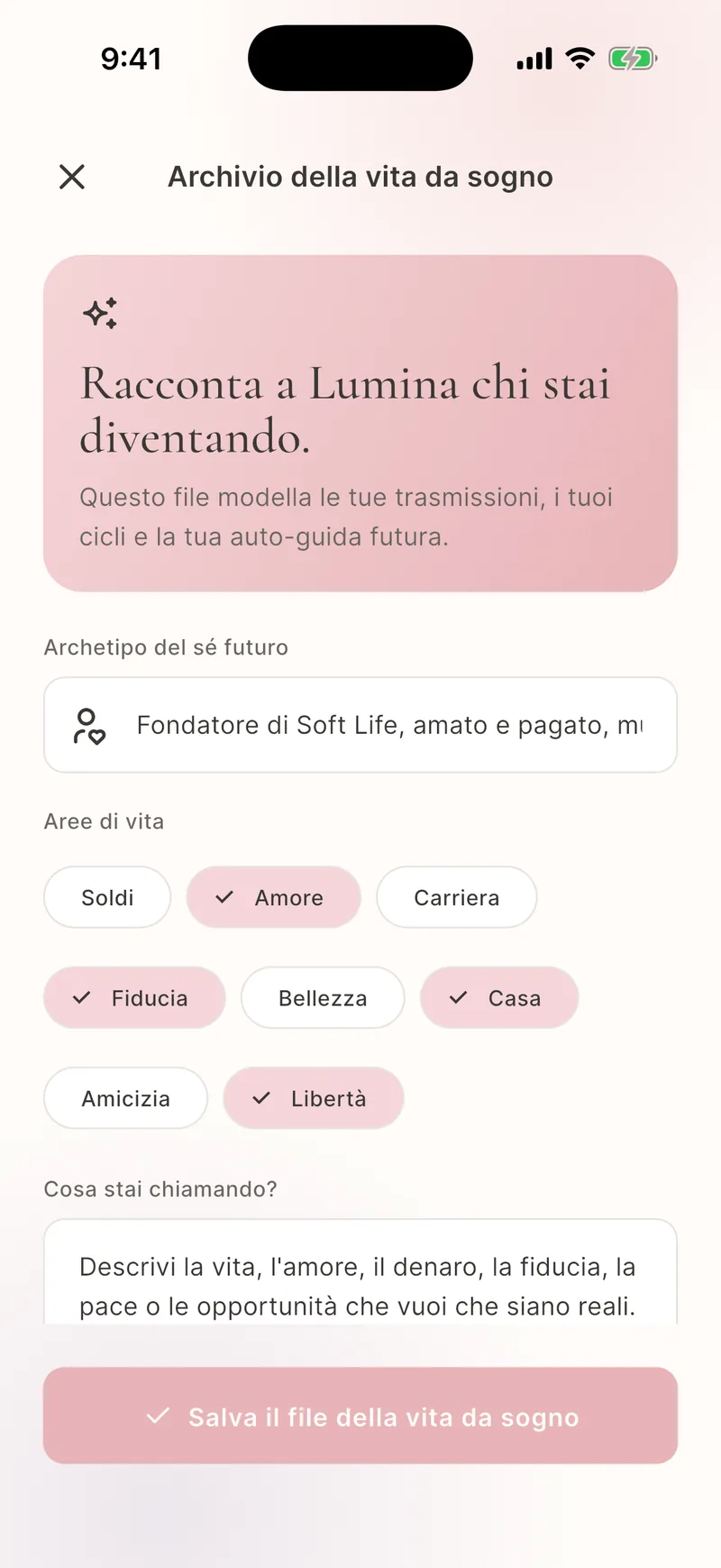 Cronologia di Sogni e diario salvata