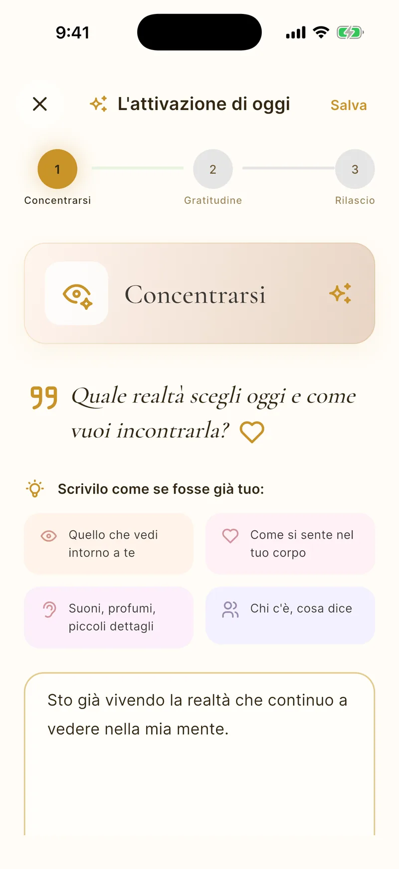 Diario di manifestazione in tre fasi