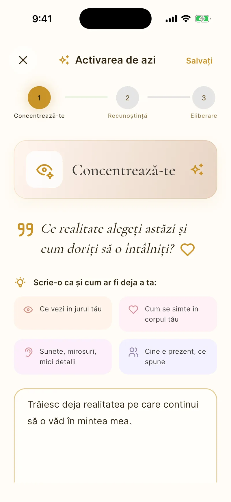 Jurnal de manifestare în trei pași