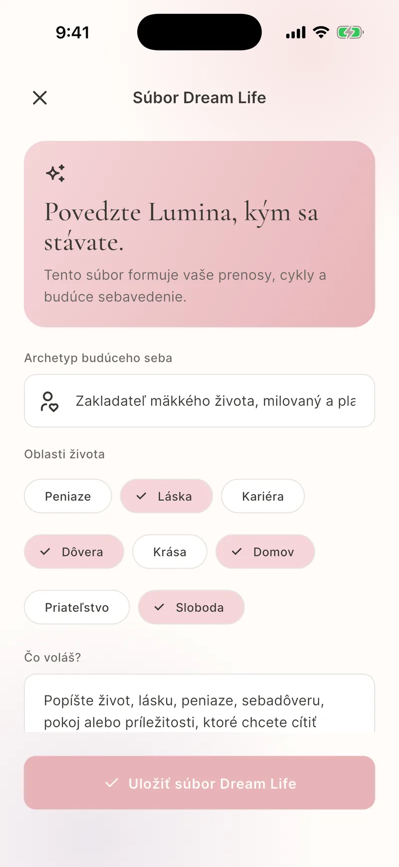 Uložená história Snů a denníka